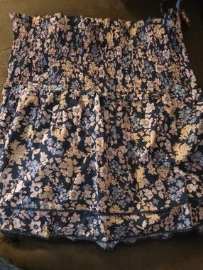 Heartloom Navy Floral Smocked Mini Skirt